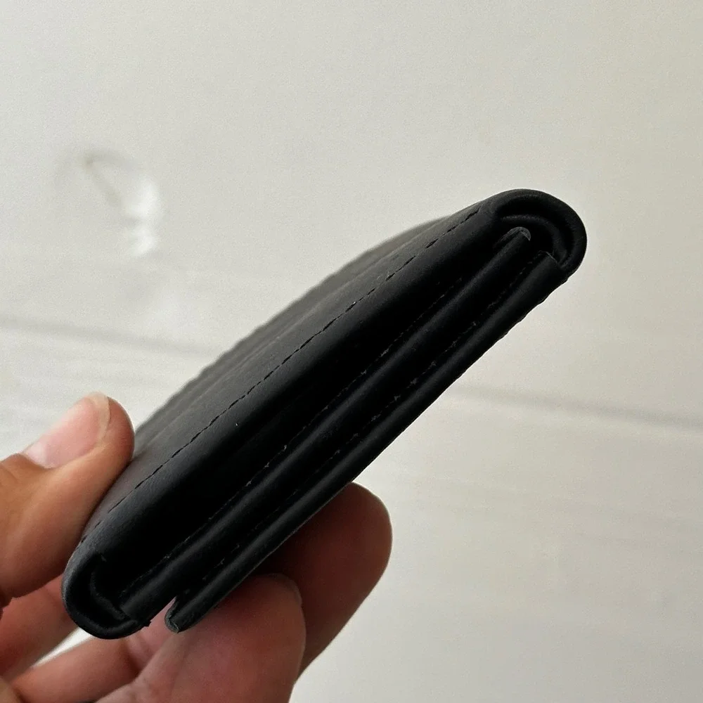 Artisan Hand-Made Black Leather Trifold Wallet Nicaragua Mens ID Window Pocket